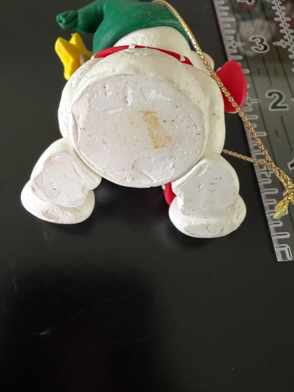 Clay Dough Polar Bear Ornament Holding Yellow Star 1980s